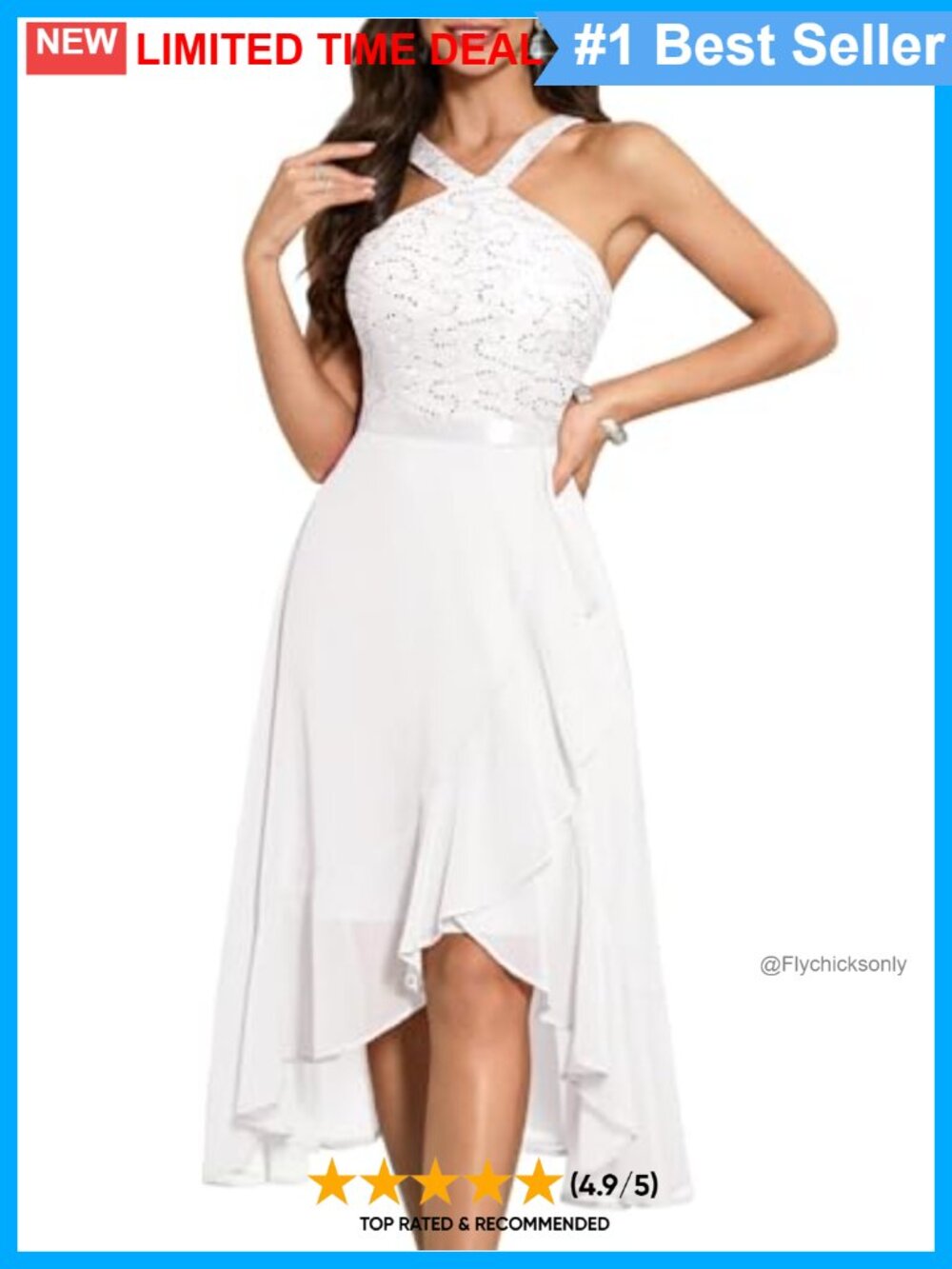 Formal Cocktail Wedding Guest Sequin Halter High Low Dress